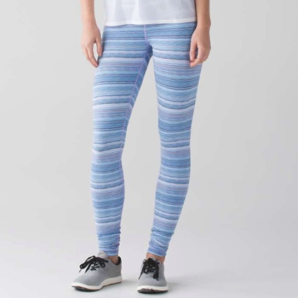 Lululemon Wunder Under Hi Rise Luon Leggings Wave Twist Caspian Blue Size 4